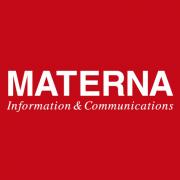 Roter Hintergrund mit weißer Schrift Materna Information und Communications